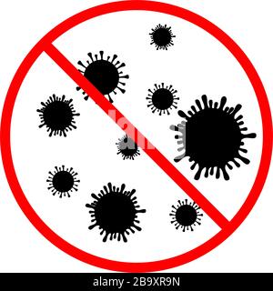 Silhouette virus. Non devono essere epidemiche malattie infettive virali. Illustrazione dell'icona del simbolo Illustrazione Vettoriale