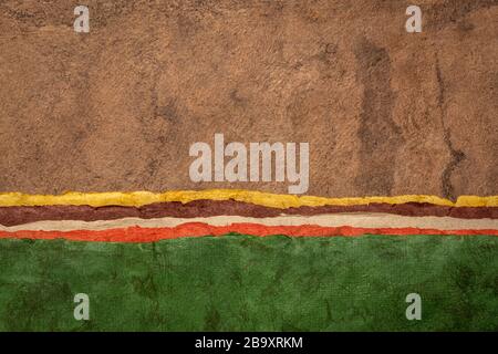 colorato paesaggio astratto creato con fogli di carta testurizzata fatto a mano Foto Stock