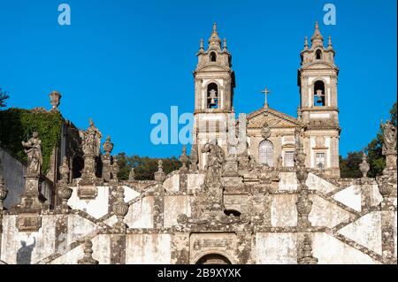 Santuario do Bom Jesus do Monte, Buon Gesù del Monte santuario, Chiesa e scala Dei Cinque Sensi, Tenoes, Braga, Minho, Portogallo Foto Stock