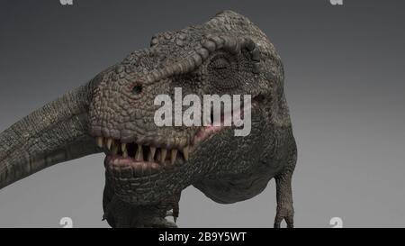 Rendering 3D di Dinosaur , isolato su sfondo bianco. Discendente di Tyrannosaurus Rex -Zhuchengtyrannus magnus Foto Stock