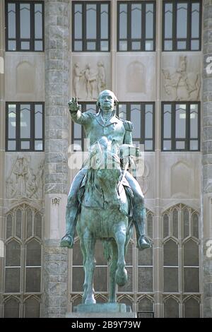 Statua di George Washington presso l'Accademia militare degli Stati Uniti, West Point, New York, USA Foto Stock