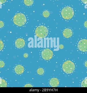 Vettore astratto irregolare doodle corona virus modello con mano dipinta punto irregolare e macchia in movimento. Grafica, design moderno, assistenza sanitaria, infografica, packaging. Illustrazione Vettoriale