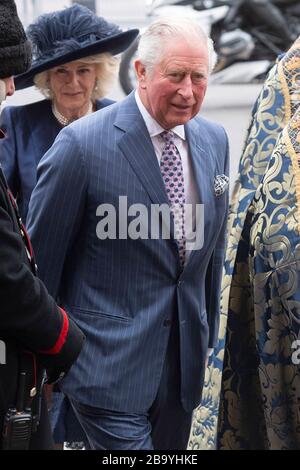 9 marzo 2020. Londra, Regno Unito. HRH il Principe di Galles partecipa al Servizio annuale del Commonwealth presso l'Abbazia di Westminster. È stato annunciato che HRH ha testato positivo con la malattia di Coronavirus. Photo credit: Ray Tang/Ray Tang Media Ltd Foto Stock