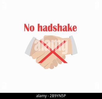 Nessuna icona vettoriale piatta handshake. Coronavirus pandemico. Illustrazione Vettoriale