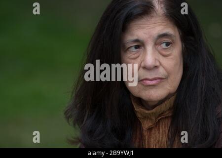 Susan Sontag, autore americano, teorico letterario, attivista intellettuale e politico pubblico, al Festival Internazionale del Libro di Edimburgo, Scozia, agosto 2003. Foto Stock