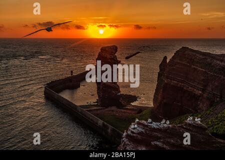 Tramonto sulla Anna lunga su Helgoland Foto Stock