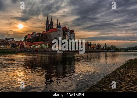 L'Albrechtsburg a Meißen sull'Elba Foto Stock