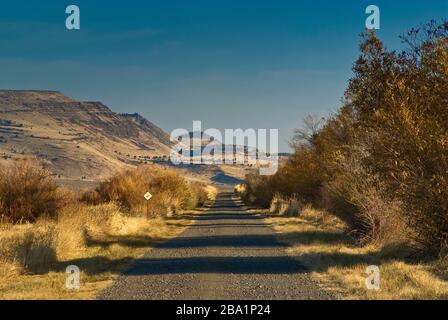 SUV al Center Patrol Road al Malheur National Wildlife Refuge, Oregon, Stati Uniti Foto Stock