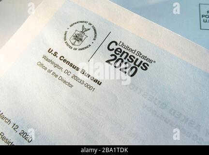 Census 2020 Invitation Mailing, 2020 marzo, USA Foto Stock