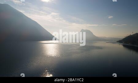 Paesaggio del Lago di Lugano nei pressi di Gandria Foto Stock