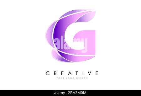 Logo Letter G con texture satinata e design vettoriale dall'aspetto fluido. Illustrazione Vettoriale