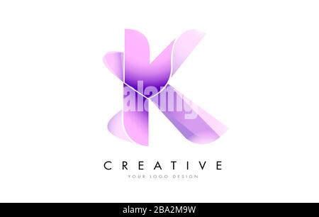 Logo Letter K con texture satinata e design vettoriale dall'aspetto fluido. Illustrazione Vettoriale