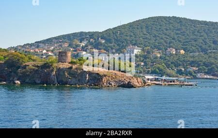 Heybeliada, una delle isole dei principi, chiamata anche Adalar, nel mare di Marmara al largo della costa di Istanbul Foto Stock