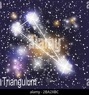 Triangulum Constellation con belle stelle luminose sullo sfondo di Cosmic Sky Vector Illustration. EPS10 Illustrazione Vettoriale