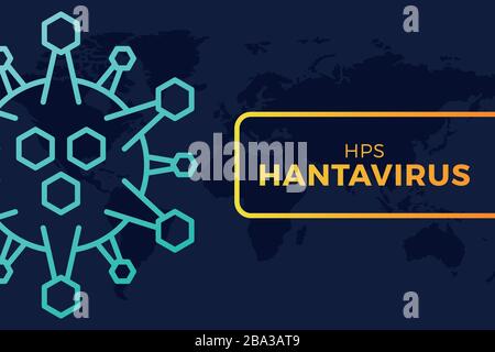 Breaking news headline banner Hantavirus HPS o COVID-19 Coronavirus nel mondo. Virus Corona virus hanta in Cina illustrazione vettoriale. Blu scuro po Illustrazione Vettoriale