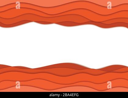 Cornice di testo su carta da taglio, posto per banner Web, poster e cartolina. Disegno per luogo di testo, saluto, pubblicità, biglietto di nozze e sfondo. Onda Illustrazione Vettoriale