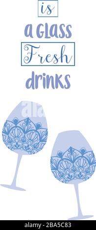 Due eleganti vetri decorativi con amarula e angela per feste. Vettore Illustrazione Vettoriale