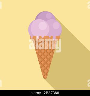 Icona del gelato alla palla. Illustrazione piatta dell'icona vettoriale del gelato della sfera per il disegno di fotoricettore Illustrazione Vettoriale