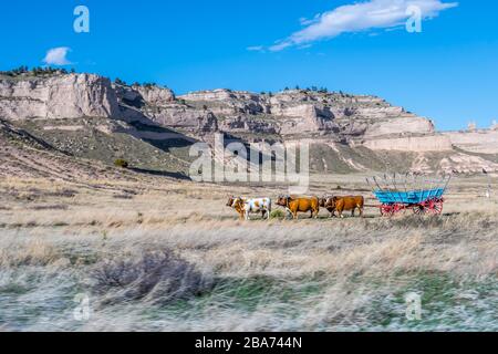 Conestoga Wagon a Scotts Bluff National Monument, Nebraska Foto Stock