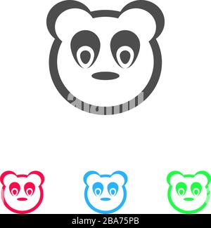 Baby panda faccia icona piatta. Pittogramma a colori su sfondo bianco. Simbolo di illustrazione vettoriale e icone bonus Illustrazione Vettoriale
