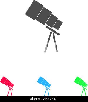 Icona telescopica piatta. Pittogramma a colori su sfondo bianco. Simbolo di illustrazione vettoriale e icone bonus Illustrazione Vettoriale