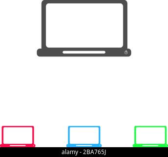 Icona del laptop piatta. Pittogramma a colori su sfondo bianco. Simbolo di illustrazione vettoriale e icone bonus Illustrazione Vettoriale