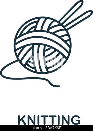 Icona di maglieria della collezione hobby. Semplice elemento di linea maglia simbolo per modelli, web design e infografica Illustrazione Vettoriale