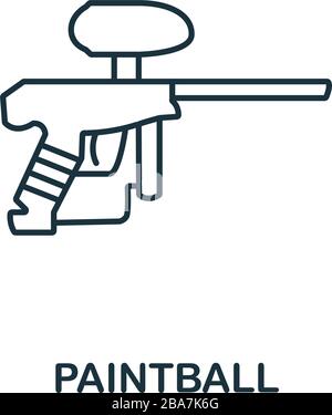 Icona Paintball della collezione hobby. Semplice elemento linea simbolo Paintball per modelli, web design e infografica Illustrazione Vettoriale