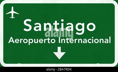 Santiago Cile International Airport Highway Sign 2D Illustrazione Foto Stock