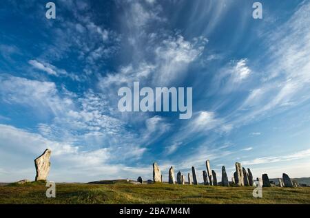 Callanish Stone Circle, isola di Lewis, Scozia Foto Stock