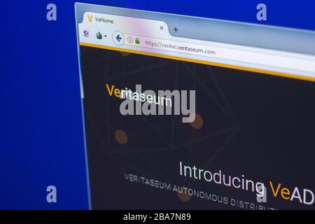 Ryazan, Russia - 29 marzo 2018 - Homepage di Veritaseum criptovaluta, indirizzo web - veritas.veritaseum.com Foto Stock