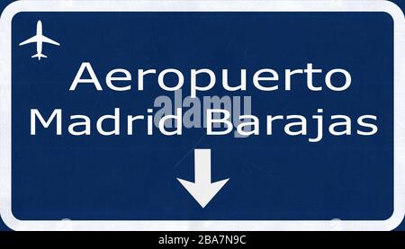 Madrid Barajas Spagna Aeroporto autostrada segno 2D illustrazione Foto Stock