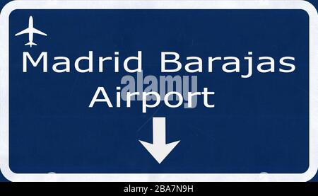 Madrid Barajas Spagna Aeroporto autostrada segno 2D illustrazione Foto Stock