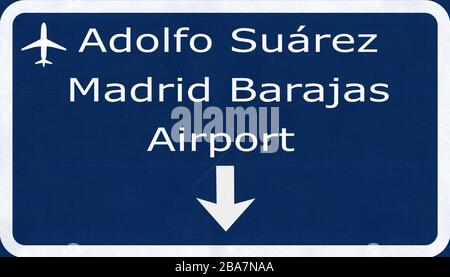 Madrid Barajas Spagna Aeroporto autostrada segno 2D illustrazione Foto Stock