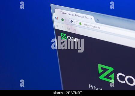 Ryazan, Russia - 29 marzo 2018 - Homepage di Zcoin cripto valuta, indirizzo web - zcoin.io Foto Stock