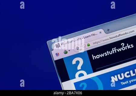 Ryazan, Russia - 16 aprile 2018 - Homepage di HowStuffWorks sul display del PC, url - howstuffworks.com Foto Stock