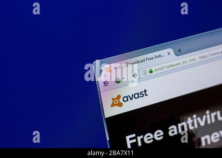 Ryazan, Russia - 16 aprile 2018 - Homepage di antivirus Avast sul display del PC Foto Stock