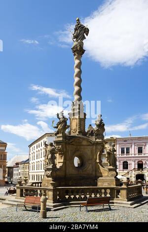 Mariansky sloup, Dolni namesti, Olomouc, Ceska republika / colonna mariana, piazza inferiore, Olomouc, Moravia, repubblica Ceca Foto Stock