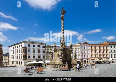 Mariansky sloup, Dolni namesti, Olomouc, Ceska republika / colonna mariana, piazza inferiore, Olomouc, Moravia, repubblica Ceca Foto Stock