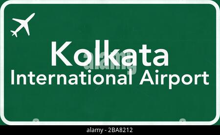 Kolkata India Airport Highway Sign 2D Illustrazione Foto Stock