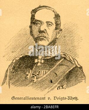 Europa, Deutschland, Niedersachsen, Seesen, Konstantin Bernhard von Voigts-Rhetz, preußischer General der Infantrie, Porträt, Motiv aus : ' Der Krieg zwischen Frankreich und Deutschland in den Jahren 1870-1871 ' , von J. Scheibert, Verlag von W. Pauli´s Nachfolger ( H. Jerosch ) , Berlino, 1895 . / Europa, Germania, bassa Sassonia, Seesen, Konstantin Bernhard von Voigts-Rhetz, generale prussiano della fanteria, immagine di : ' Der Krieg zwischen Frankreich und Deutschland in den Jahren 1870-1871 ' , di J. Scheibert , casa editrice W. Pauli´s successori ( H. Jerosch ) , Berlino, 1895 . Foto Stock