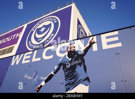 Una vista generale al di fuori del Fratton Park prima della partita tra Portsmouth e Arsenal Foto Stock