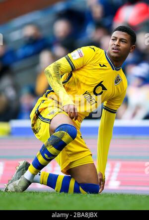 Il Rhian Brewster di Swansea City durante la partita del Campionato Sky Bet a Ewood Park Foto Stock