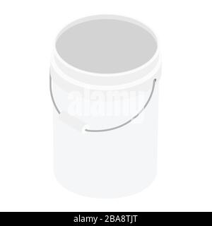 Vista isometrica del secchio in plastica isolata su sfondo bianco Illustrazione Vettoriale