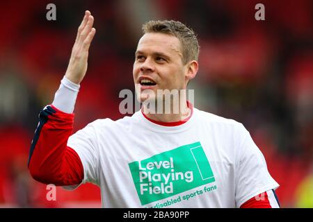 Ryan Shawcross di Stoke City prima della partita del Campionato Sky Bet allo stadio bet365 Foto Stock