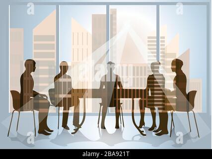 conferenza aziendale. Concetto di Business Meeting. Illustrazione del vettore conferenza Illustrazione Vettoriale