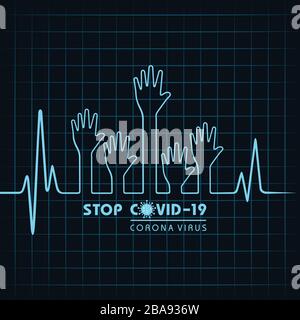 Corona Virus 2019-20. Malattia del virus Wuhan, metodi di prevenzione delle infezioni virali, logo, simbolo e come prevenire. Come rimanere a casa, evitare la folla, lavare il vostro Illustrazione Vettoriale