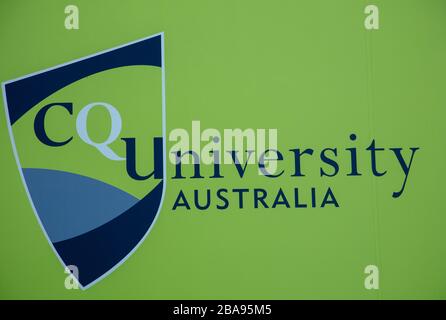 Logo della CQ University Australia visto a Perth, Australia occidentale. Foto Stock