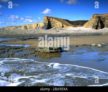 Punto di Nash, Glamorgan Heritage Costa, Vale of Glamorgan, South Wales, Regno Unito. Foto Stock