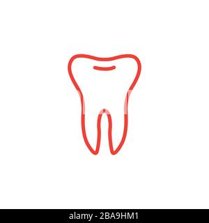 Icona Rossa Della Linea Dei Denti Sullo Sfondo Bianco. Illustrazione Vettoriale Stile Piatto Rosso. Illustrazione Vettoriale